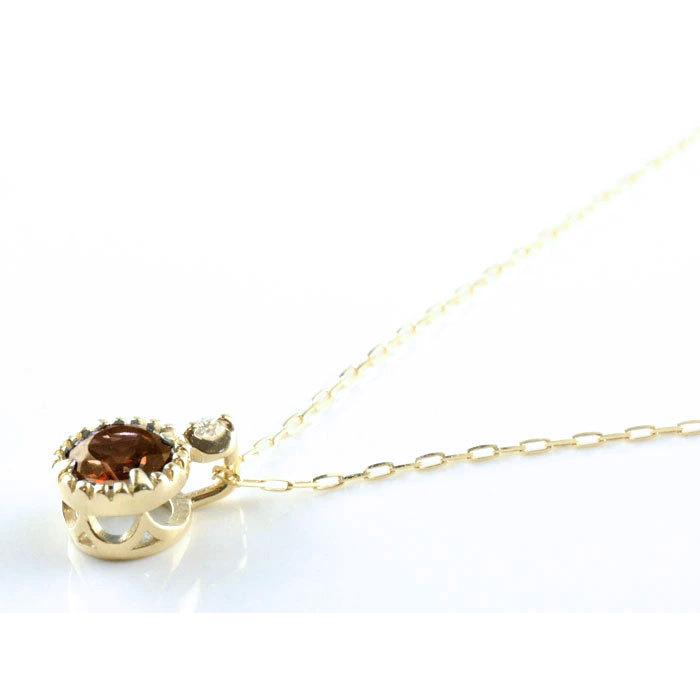 k18 レディース ネックレス ガーネット ダイヤモンド イエローゴールドk18  ガーネット 18k 18金 大粒 一粒ネックレス おしゃれ 人気  ホワイトデーの画像