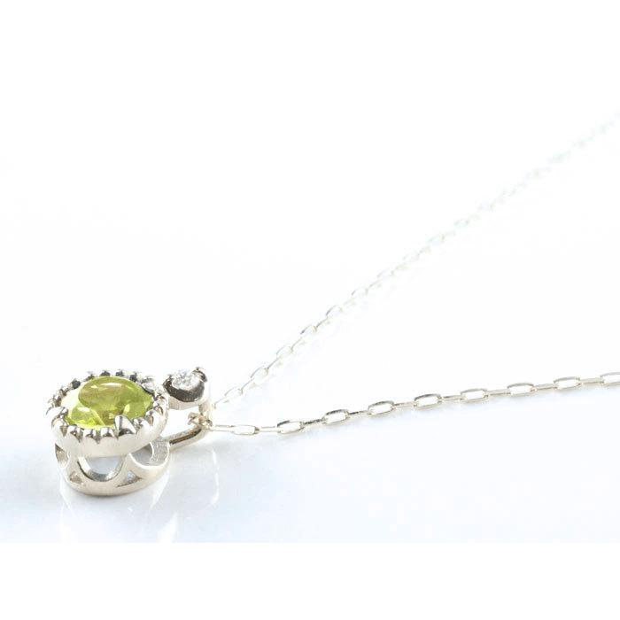 k18 レディース ネックレス ペリドット ダイヤモンド ホワイトゴールドk18  ペリドット 18k 18金 大粒 一粒ネックレス おしゃれ 人気  ホワイトデーの画像
