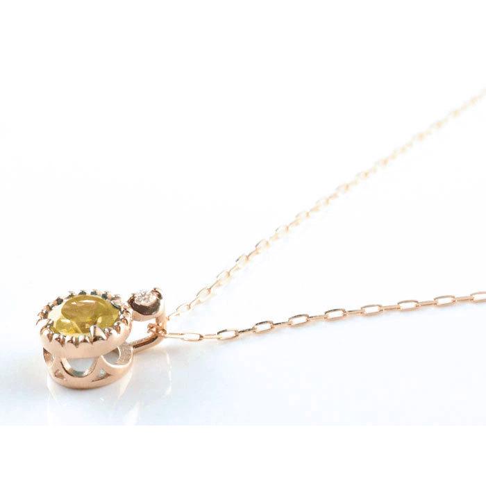 k18 レディース ネックレス シトリン ダイヤモンド ピンクゴールドk18  シトリン 18k 18金 大粒 一粒ネックレス おしゃれ 人気  ホワイトデーの画像