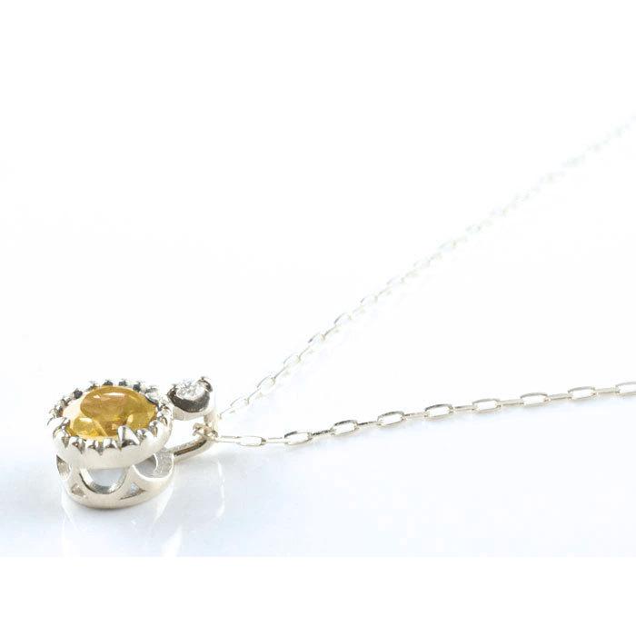 k18 レディース ネックレス シトリン ダイヤモンド ホワイトゴールドk18  シトリン 18k 18金 大粒 一粒ネックレス おしゃれ 人気  ホワイトデーの画像