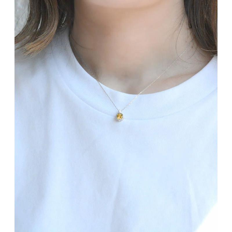 k18 レディース ネックレス シトリン ダイヤモンド ホワイトゴールドk18  シトリン 18k 18金 大粒 一粒ネックレス おしゃれ 人気  ホワイトデーの画像