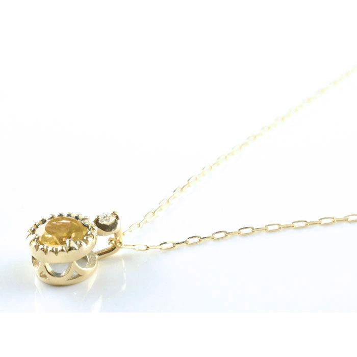 k18 レディース ネックレス シトリン ダイヤモンド イエローゴールドk18  シトリン 18k 18金 大粒 一粒ネックレス おしゃれ 人気  ホワイトデーの画像
