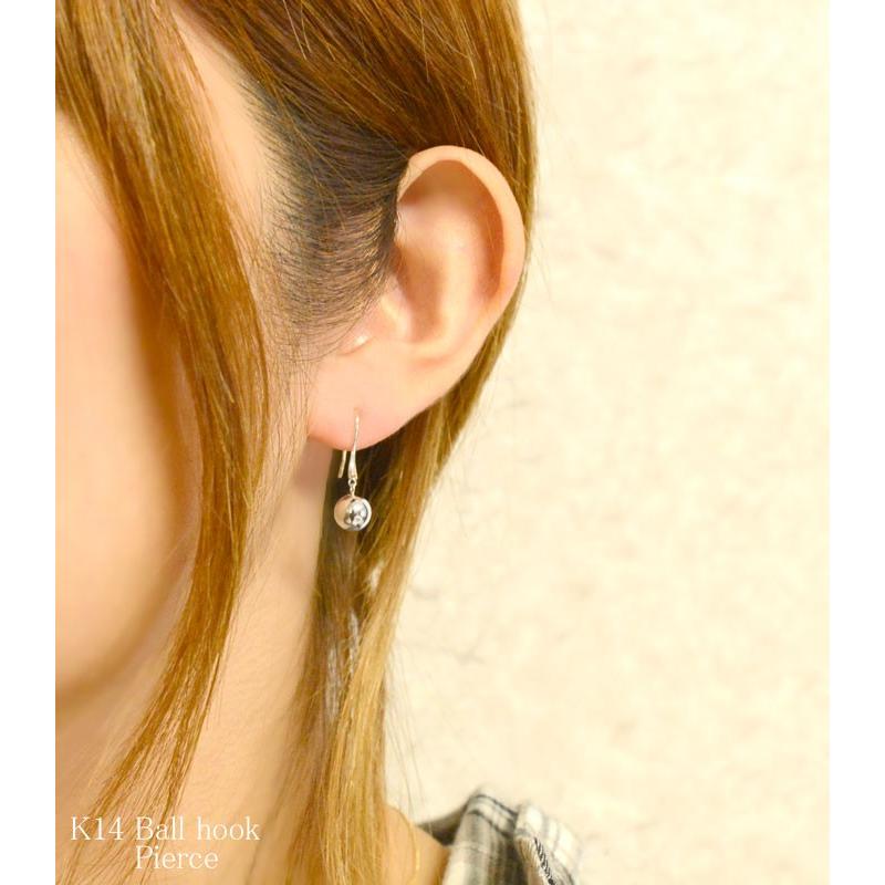 14金 丸玉ピアス 揺れる レディース ホワイトゴールドk14 k14 シンプル 