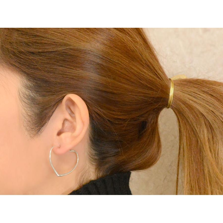 レディース フープピアス 10金 ハート k10 ピアス ホワイトゴールドk10