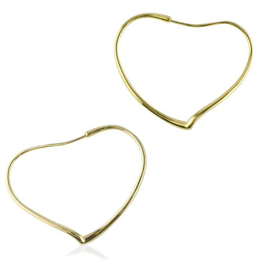 X'masセール品】K18YG フープピアス ピアス ハート ハート型 中空 K18