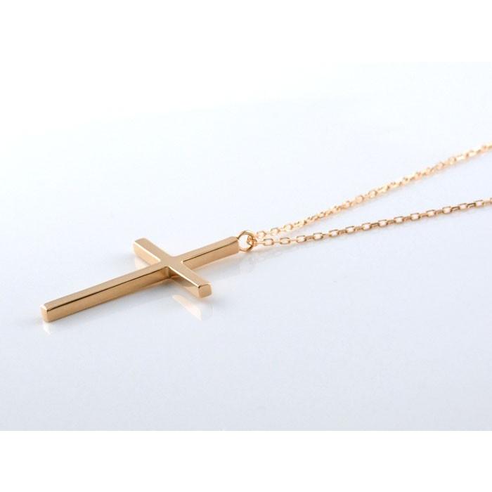 クロスネックレス 18金 レディース k18 18k ピンクゴールドk18 クロスペンダント シンプル 地金 十字架 華奢 人気  クリスマスの画像