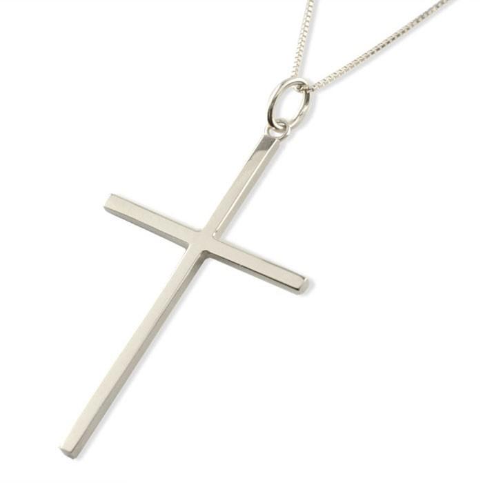 メンズ ネックレス 18金 クロス ペンダント ホワイトゴールドk18