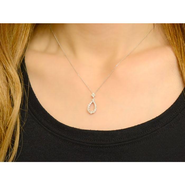K18Pg】【1.00ct】パヴェ しずく ダイヤモンド ネックレス