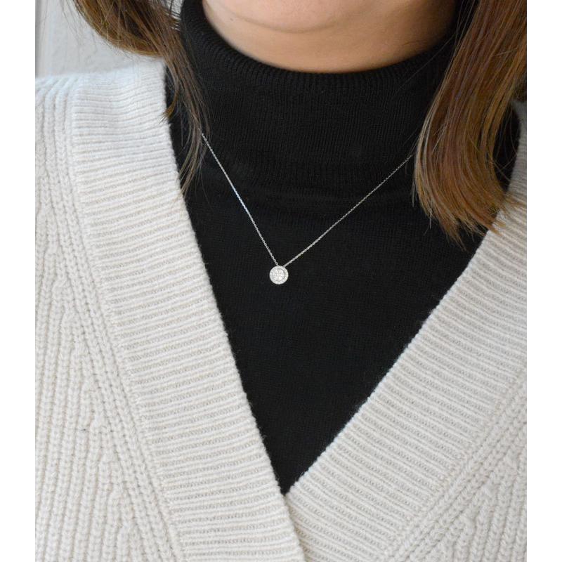 18金 ダイヤモンド ネックレス レディース ダイヤネックレス 円形 ペンダント k18 ホワイトゴールドk18 ダイヤ 18k 円型 丸 円 ダイヤ シンプル 記念 誕生日の画像