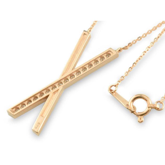 レディース ネックレス 10金 ダイヤモンド クロス ペンダント k10 ピンクゴールドk10 X クロス ダイヤ 10k 華奢 X字 シンプル 記念 誕生日  クリスマスの画像