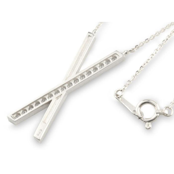 レディース ネックレス 10金 ダイヤモンド クロス ペンダント k10 ホワイトゴールドk10 X クロス ダイヤ 10k 華奢 X字 シンプル 記念 誕生日  クリスマスの画像