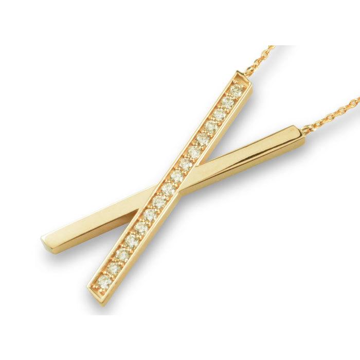 レディース ネックレス 18金 ダイヤモンド クロス ペンダント k18 イエローゴールドk18 X クロス ダイヤ 18k 華奢 X字 シンプル 記念 誕生日 クリスマス_1