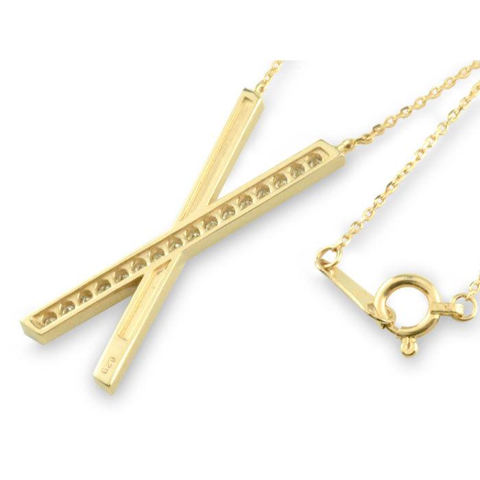 レディース ネックレス 18金 ダイヤモンド クロス ペンダント k18 イエローゴールドk18 X クロス ダイヤ 18k 華奢 X字 シンプル 記念 誕生日 クリスマス_2