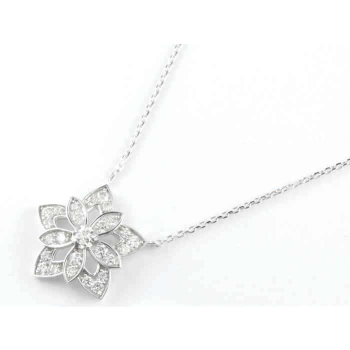 ❤️未使用❤️ ダイヤ プラチナ 花 フラワー チェーン付き ネックレス ダイヤモンド フラワーネックレス ローズ バラ 0.02ct プラチナ