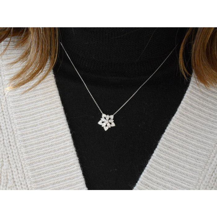 レディース ネックレス プラチナ ダイヤネックレス 花形 ダイヤモンド