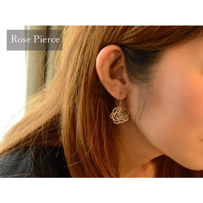 ピアス レディース k18 バラ ホワイトゴールドk18 薔薇 ローズモチーフ 18k 花 バラモチーフ 18金 華奢 シンプル 輝き  クリスマスの画像