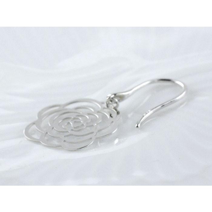 ピアス レディース k18 バラ ホワイトゴールドk18 薔薇 ローズモチーフ 18k 花 バラモチーフ 18金 華奢 シンプル 輝き  クリスマスの画像