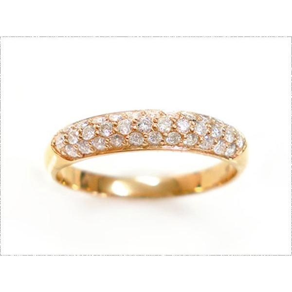 リング レディース 18金 指輪 k18 ダイヤモンド パヴェ レディース 華奢 ピンクゴールドk18 18k リング  クリスマスの画像