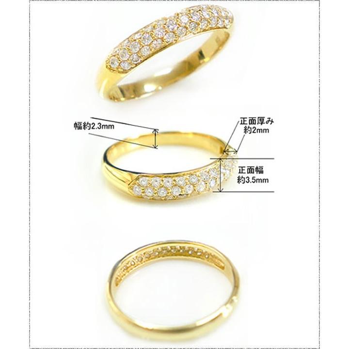 18金 リング レディース k18 ダイヤモンド 指輪 パヴェ レディース 華奢 イエローゴールドk18 ハンドメイド 18k  クリスマスの画像