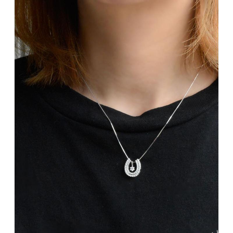 【美品】Horseshoe ネックレス K18WGダイヤモンド0.078ct 美品】Horseshoe ネックレス K18WGダイヤモンド0.078ct