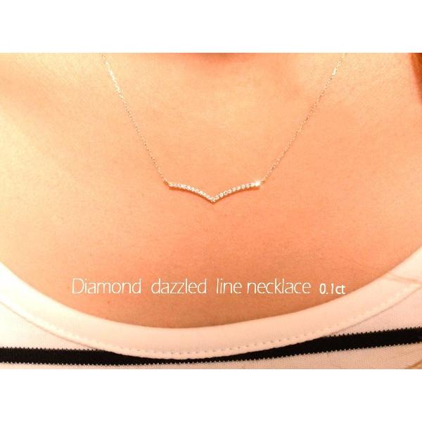 ネックレス レディース プラチナ Pt900 ダイヤモンド 0.1ct Vライン ペンダント ラインネックレス 華奢 スキンジュエリー ホワイトデーの画像