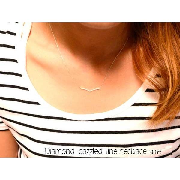ネックレス レディース プラチナ Pt900 ダイヤモンド 0.1ct Vライン ペンダント ラインネックレス 華奢 スキンジュエリー ホワイトデーの画像