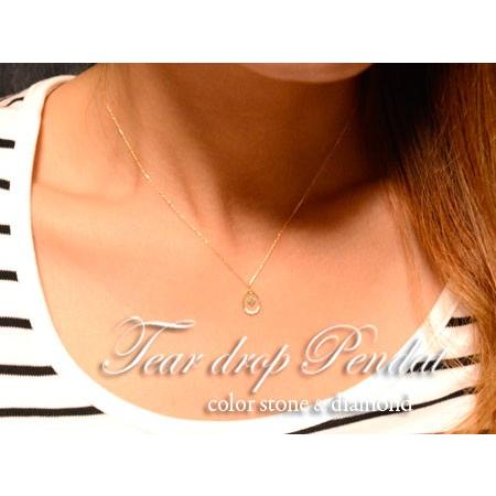 ネックレス レディース ダイヤモンド プラチナ ペリドット ペンダント  ペアシェイプ ダイヤネックレス つゆ 0.05ct 8月 誕生石 pt900  華奢 人気 クリスマスの画像