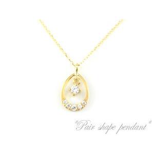 ネックレス レディース ダイヤモンド  18金 ペンダント  ペアシェイプ ダイヤネックレス イエローゴールドk18 k18 つゆ 0.09ct 18k 人気  クリスマスの画像