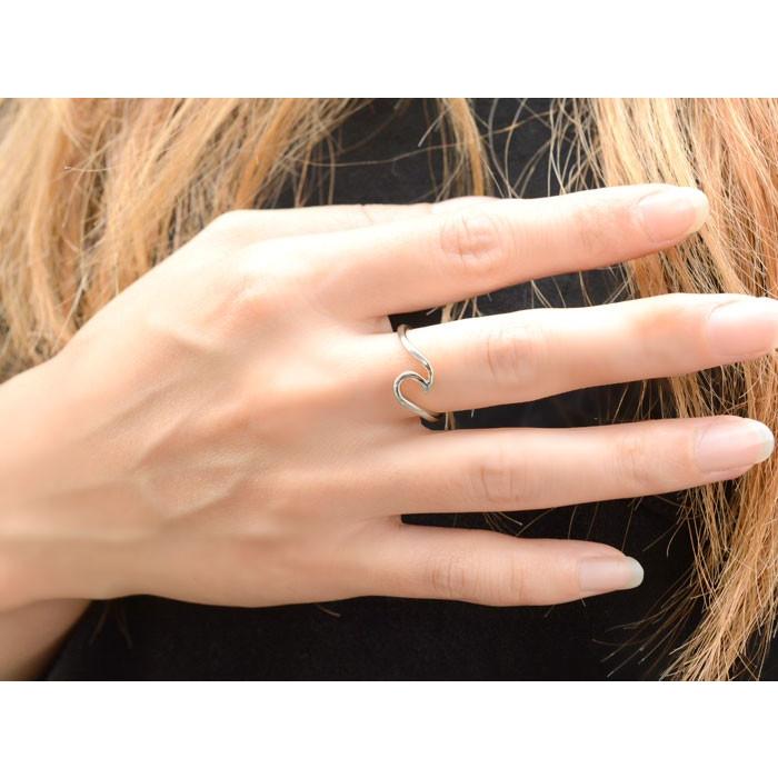 18金 指輪 波 リング ハワイアン レディース ホワイトゴールドk18 wg k18 ウェーブ 地金リング 華奢 18k スクロール ハワイ  クリスマスの画像