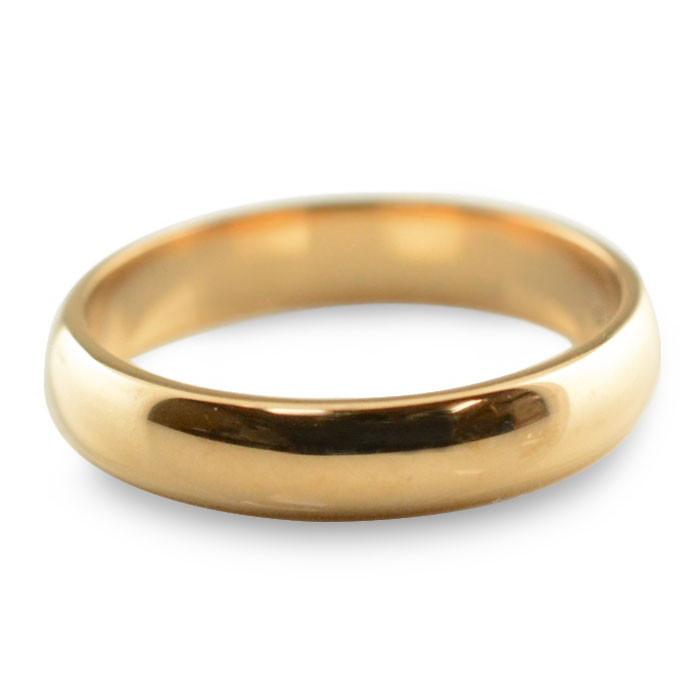 リング メンズ 18金 指輪 甲丸リング 4mm 幅広 ピンクゴールド K18 地
