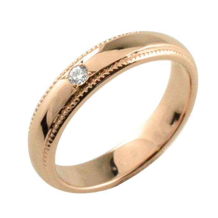 レディース リング ダイヤモンド k18 指輪 ミルウチ 甲丸リング 4mm