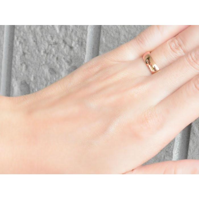 リング メンズ 18金 指輪 甲丸リング 5ミリ幅 5mm 幅広 ピンク