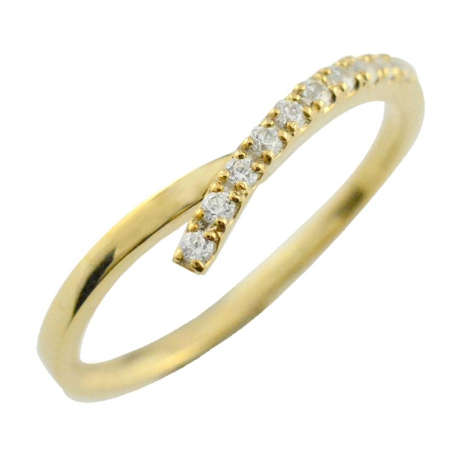 18金 レディース リング 指輪 ダイヤモンドリング k18 ハーフ