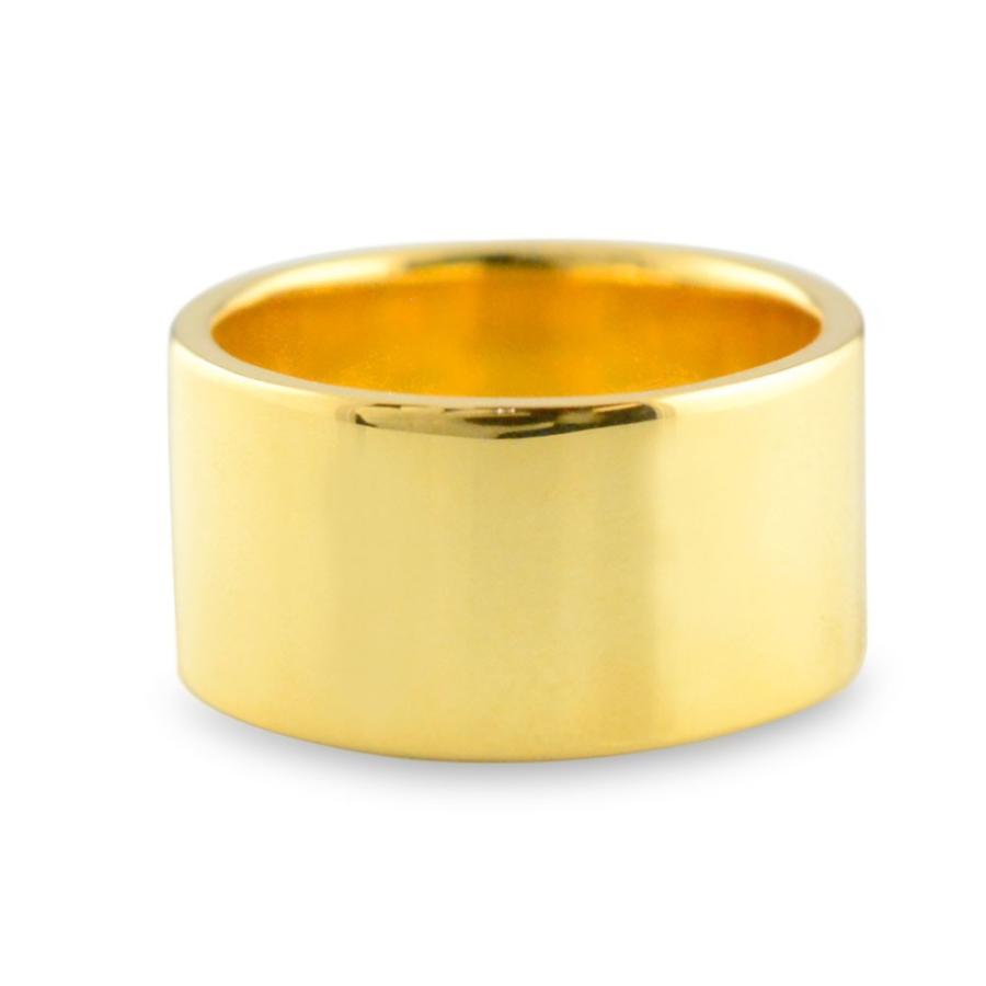 ゴールド パール リング 約10mm 18金 メンズ リング 平打ちリング 幅広 10mm 指輪 イエローゴールドk18