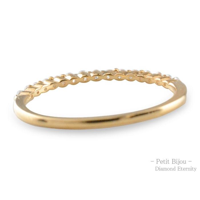 18金 レディース リング 指輪 ダイヤモンドリング ピンクゴールドk18 ダイヤモンド 18k k18 甲丸 ハーフエタニティ ダイヤ 重ねつけ  ホワイトデーの画像
