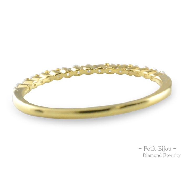 18金 レディース リング 指輪 ダイヤモンドリング イエローゴールドk18 ダイヤモンド 18k k18 甲丸 ハーフエタニティ ダイヤ 重ねつけ  ホワイトデーの画像