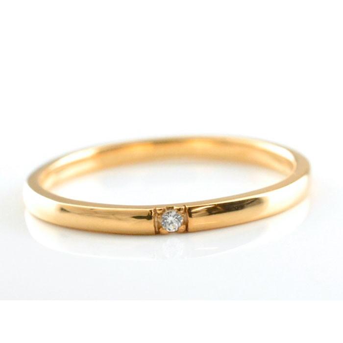 ペアリング 18金 結婚指輪 マリッジリング K18 ピンクゴールドk18 ダイヤモンド 18k シンプル リング ピンキーリング 甲丸 ストレート  ホワイトデーの画像
