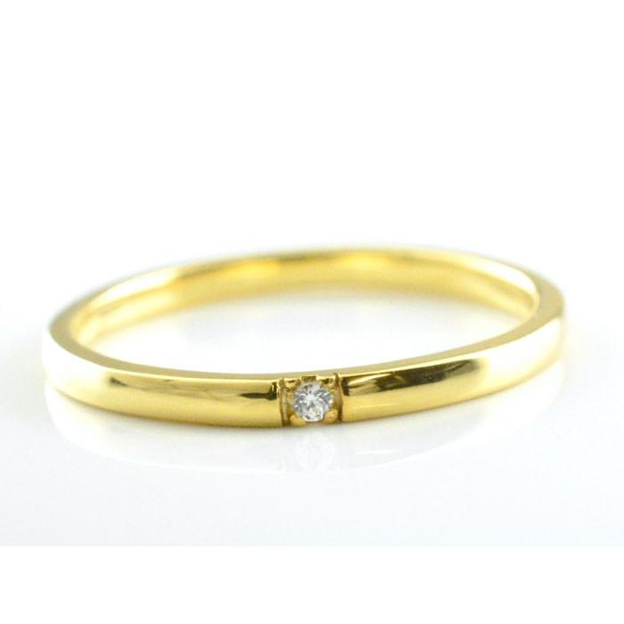 ペアリング 18金 結婚指輪 マリッジリング K18 イエローゴールドk18 ダイヤモンド 18k シンプル リング ピンキーリング 甲丸 ストレート  ホワイトデーの画像