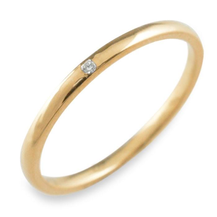 ペアリング 18金 結婚指輪 マリッジリング ピンクゴールドk18 ダイヤモンド 18k シンプル リング ピンキーリング 甲丸 レディース ストレート  ホワイトデーの画像
