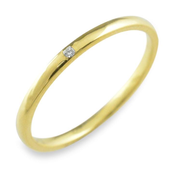 ペアリング 18金 結婚指輪 マリッジリング イエローゴールドk18 ダイヤモンド 18k シンプル リング ピンキーリング 甲丸 レディース ストレート  ホワイトデーの画像