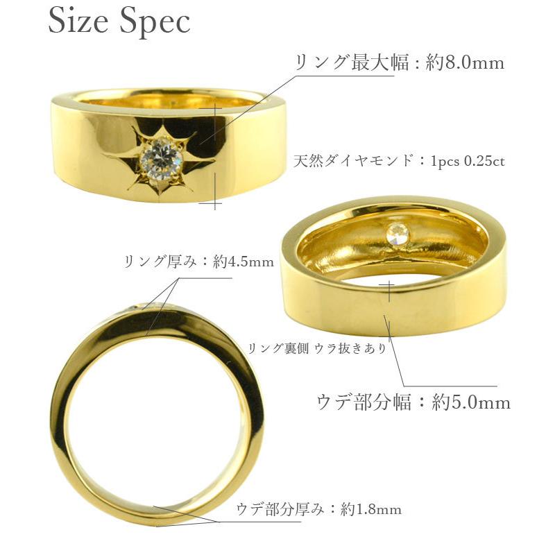 ★サイズ18号★K18イエローゴールド/ダイヤモンド5P・平打ちタイプリング★ メンズ リング 平打ちリング 幅広 ダイヤモンド 指輪 イエロー