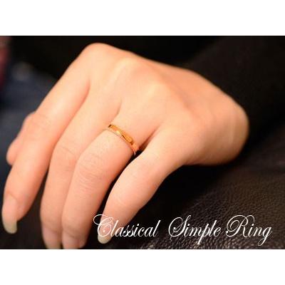 18金 平打ち メンズ リング 指輪 18k k18 ピンクゴールドk18