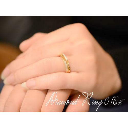 k18 レディース リング ダイヤモンド 18金 指輪 ミルウチ ダイヤモンドリング ピンキーリング 0.16ct イエローゴールドk18 ダイヤ 婚約指輪  クリスマスの画像