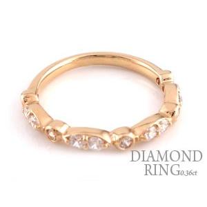 リング k18 レディース ダイヤモンド 指輪 エンゲージリング ダイヤモンドリング ピンキーリング 18金 0.36ct ピンクゴールドk18 婚約指輪  クリスマスの画像