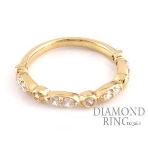 レディース k18 リング ダイヤモンド 18金 指輪 エンゲージリング ダイヤモンドリング ピンキーリング 0.36ct イエローゴールドk18 ダイヤ  クリスマスの画像