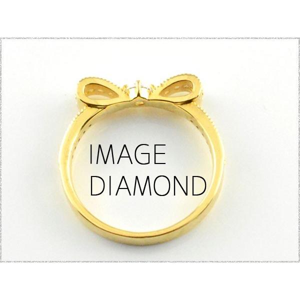 18金 指輪 ダイヤモンド リング 婚約指輪 ブルートパーズ k18 ピンキーリング リボン 誕生石 18k イエローゴールド レディース 華奢 可愛い クリスマス ギフトの画像