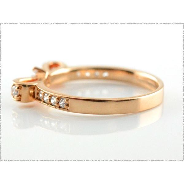 18金 指輪 ダイヤモンド エメラルド リング ピンキーリング リボン