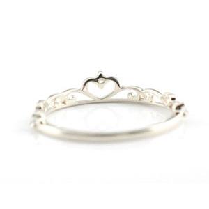 リング レディース プラチナ 指輪 ダイヤモンド ティアラリング ピンキーリング ミル打ち 0.05ct 4月誕生石 プラチナ900 pt900 王冠  クリスマスの画像