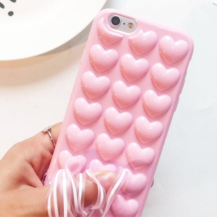 iPhoneX iPhone8 プチプチ ハート TPU メタリック 透明 クリア iPhone