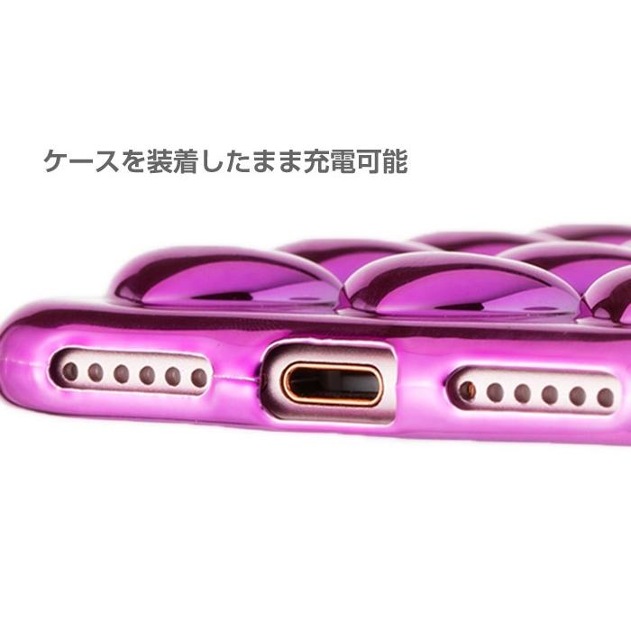 iPhoneX iPhone8 プチプチ ハート TPU メタリック 透明 クリア iPhone